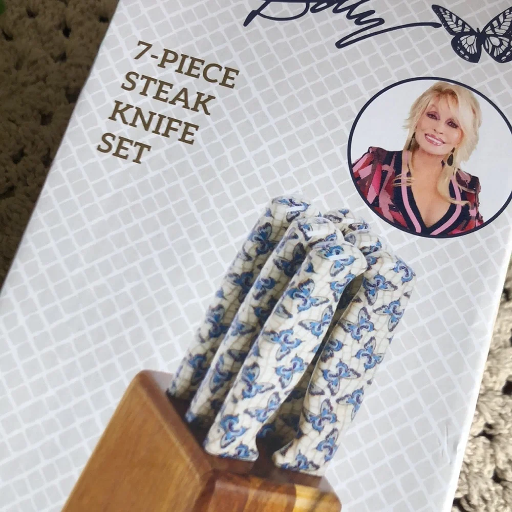 Dolly 7-Piece Steak Knife Set - Blue Butterfly Handles